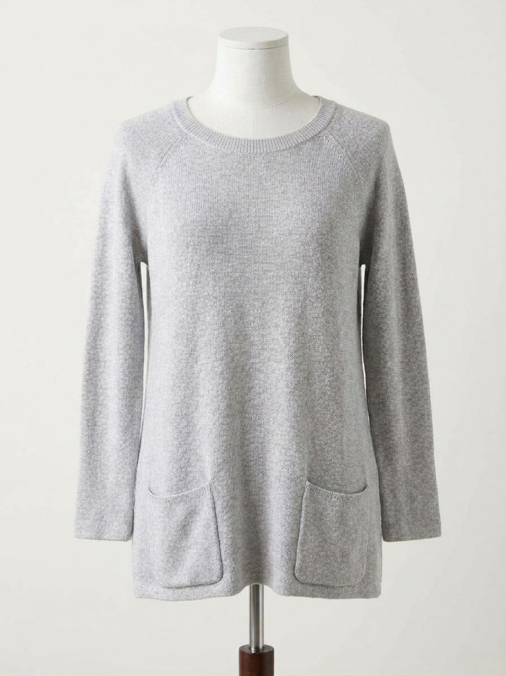 J. Jill Light Gray Crewneck Pocket Sweater
